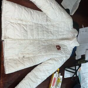 White Quilted Jacket with Logo